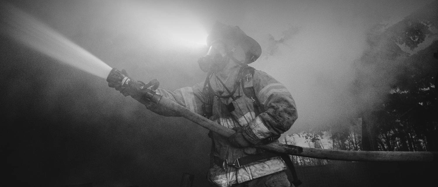 Firefighting with hose
