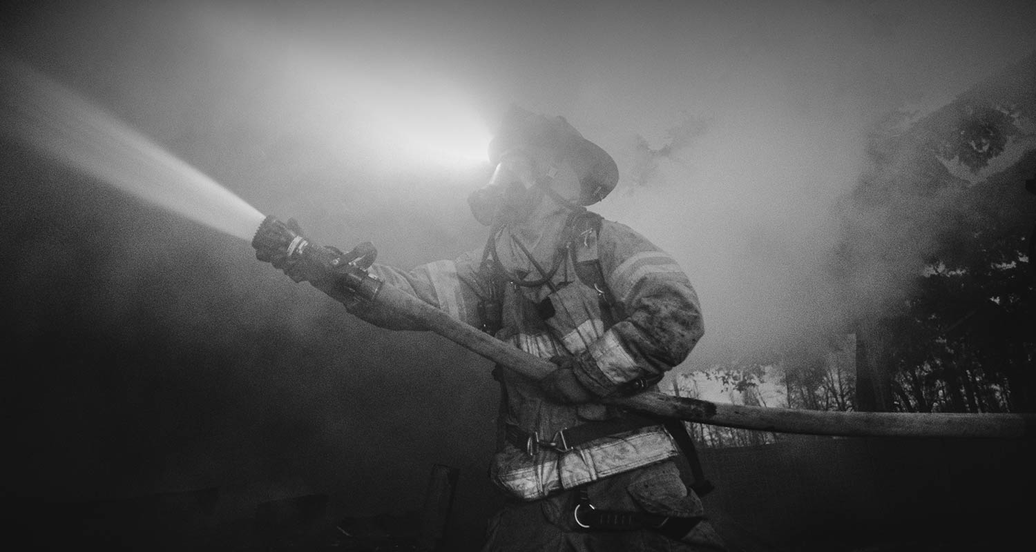 Firefighting with hose