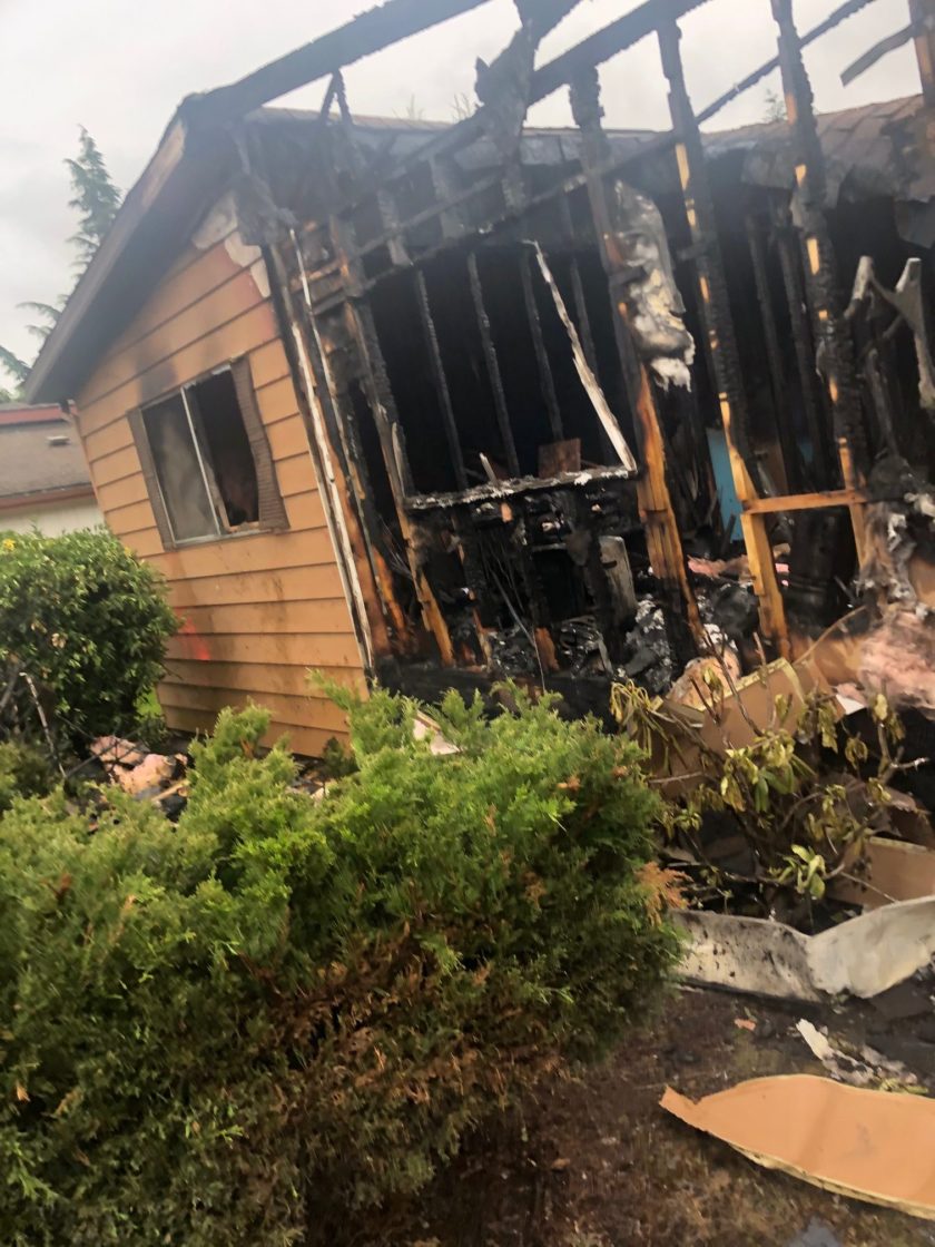 A house that has been rescued by firefighters after a fire.