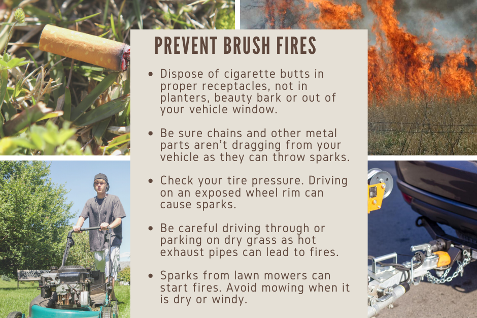 Prevent brush fires infographic provided by the Fire Department.