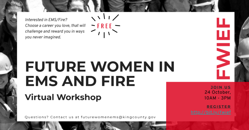 Future women in EMS and fire virtual workshop. This workshop is specifically designed for aspiring firefighters and rescue personnel who are interested in joining the fire department.