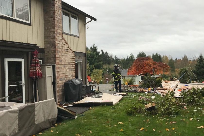 The Valley Regional Fire Authority provides service to a house with a fallen tree in the yard.