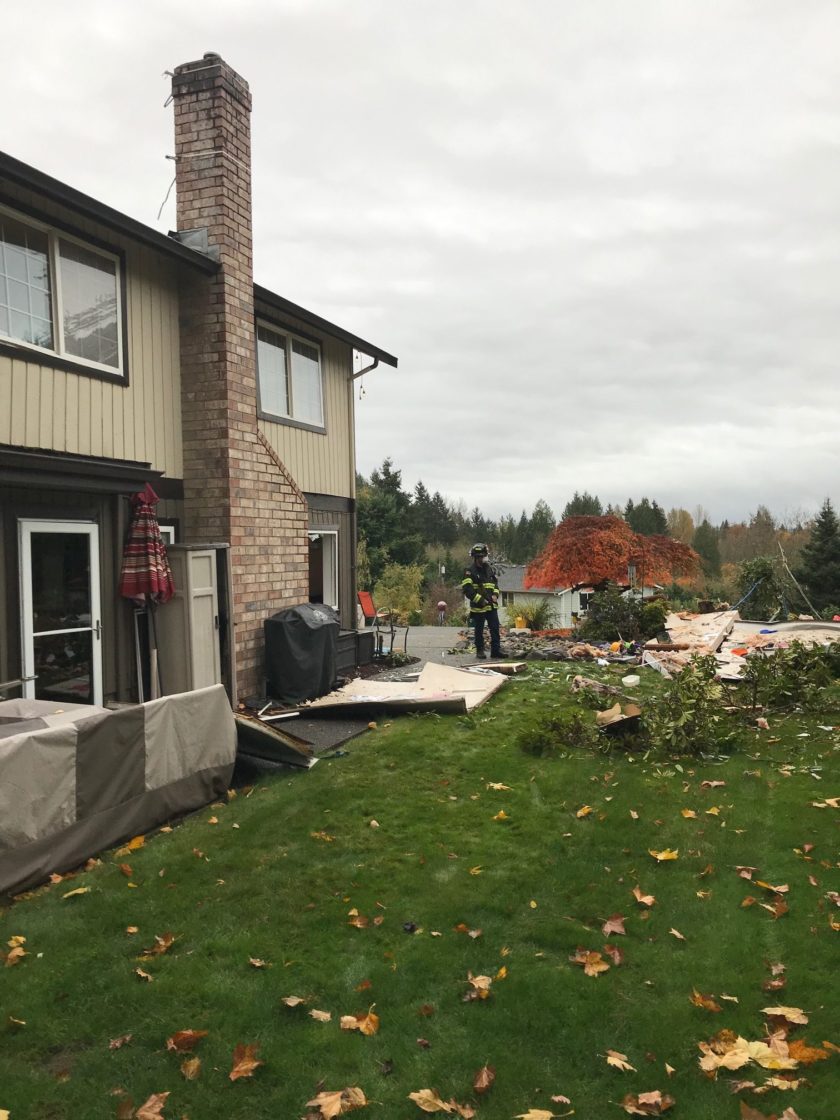 The Valley Regional Fire Authority provides service to a house with a fallen tree in the yard.