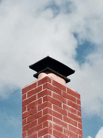 Red brick chimney in the sky