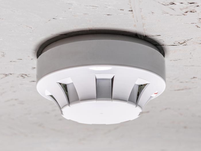 Smoke and CO alarm on ceiling