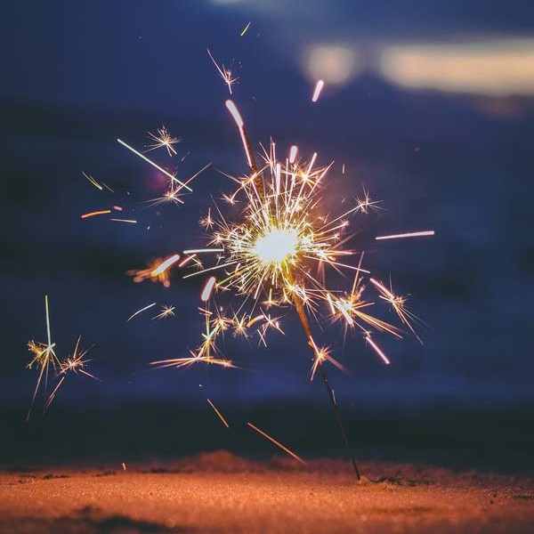 Sparkler pressed into ground