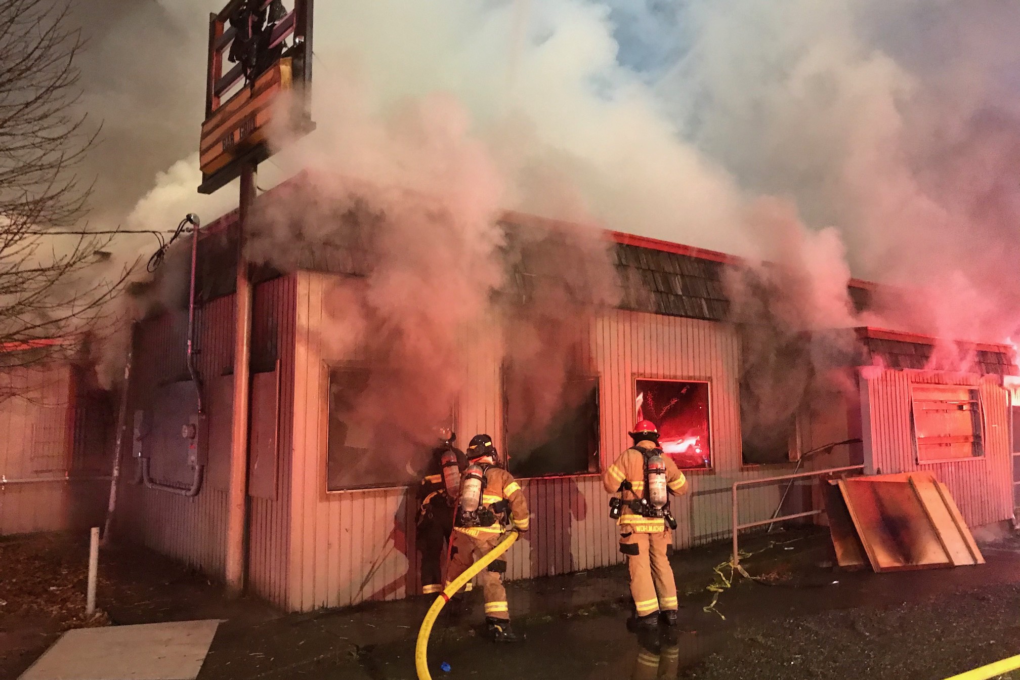 A fire at a restaurant necessitating the presence of firefighters from the Fire Department.