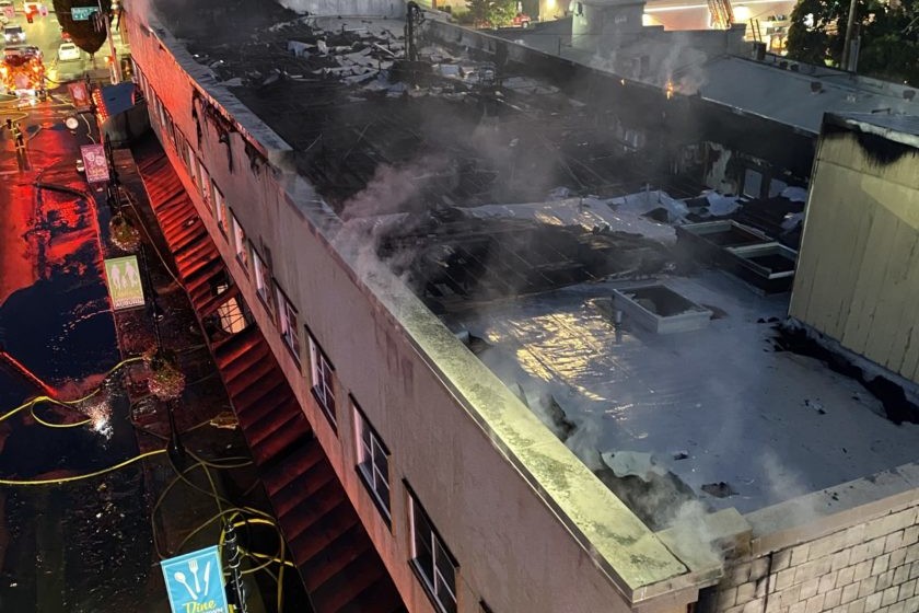 A fire on the roof of a building requiring the immediate response from the Valley Regional Fire Authority and firefighters.