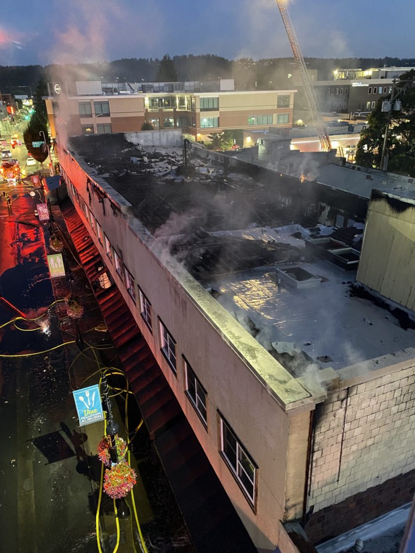 A fire on the roof of a building requiring the immediate response from the Valley Regional Fire Authority and firefighters.