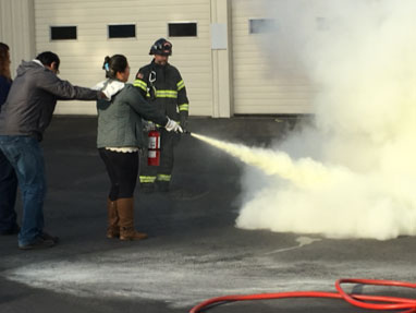 Fire extinguisher sweeping