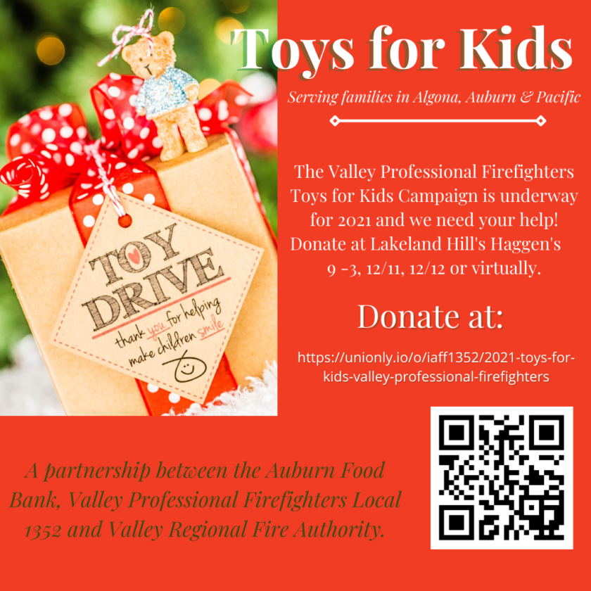 A flyer for a Fire Department's toy drive for kids.