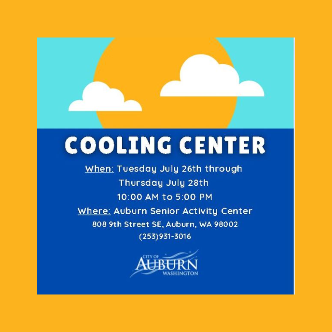 A flyer for the cooling center featuring fire department assistance.