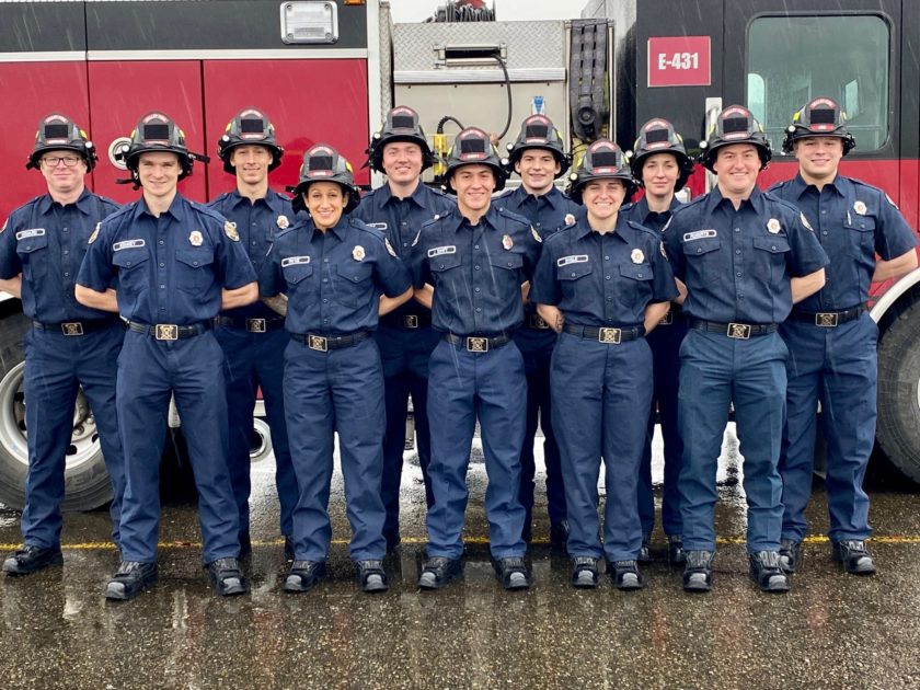A group of Valley Regional Fire Authority firefighters posing in front of a fire truck.