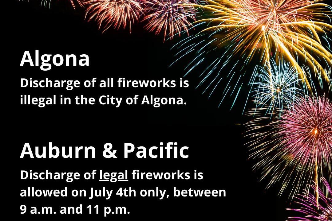 A flyer for fireworks in the city of Agonia, featuring special appearances by Valley Regional Fire Authority firefighters.