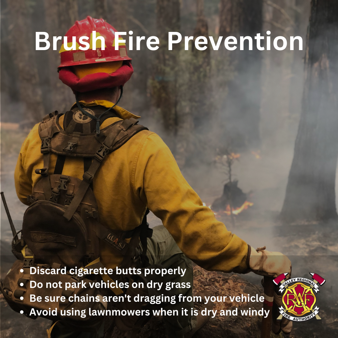 Valley Regional Fire Authority's brush fire prevention poster.