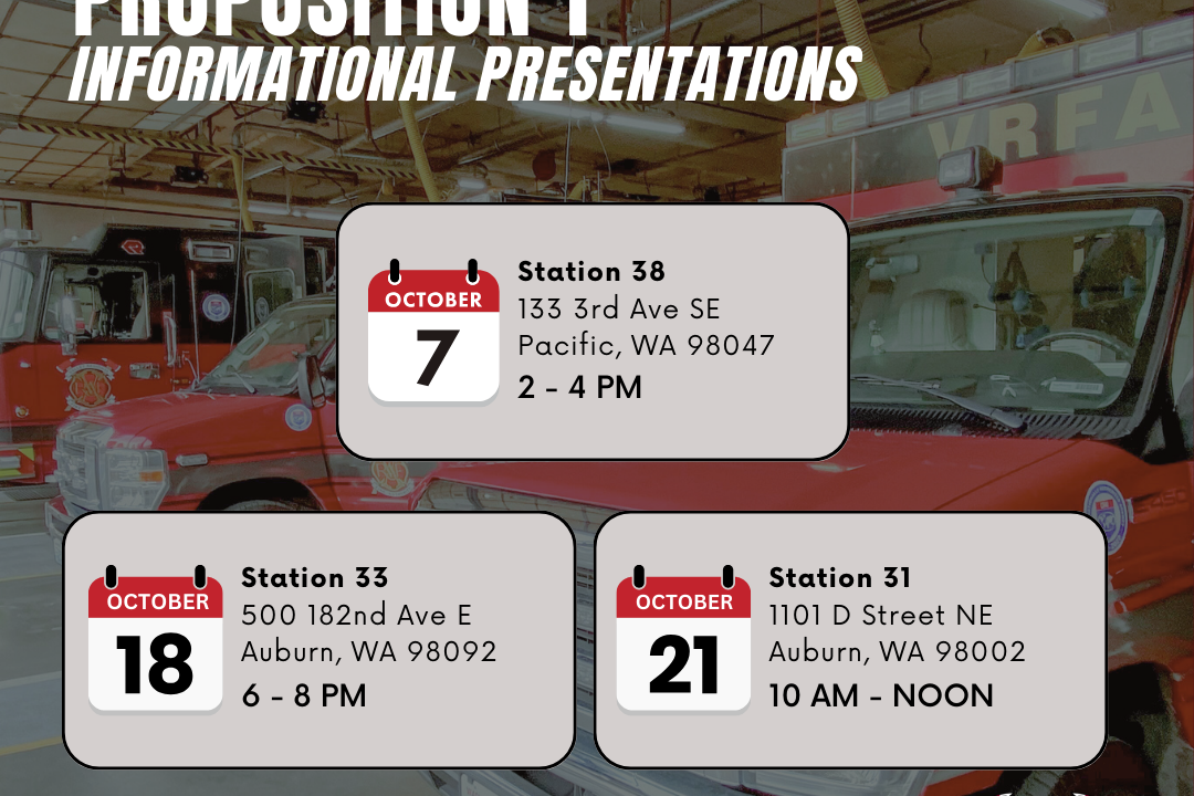 A poster with the words Fire Department informational presentations.