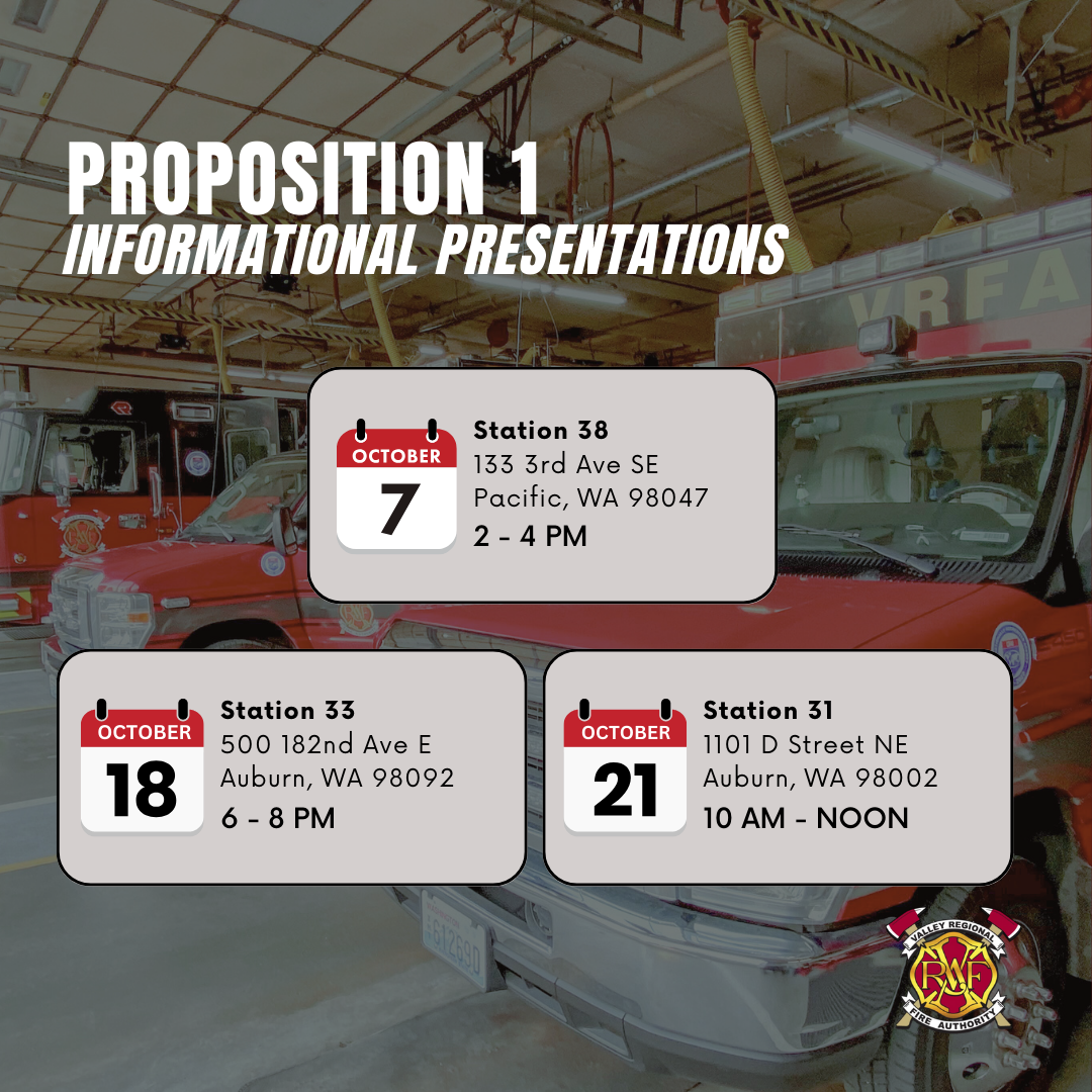 A poster with the words Fire Department informational presentations.