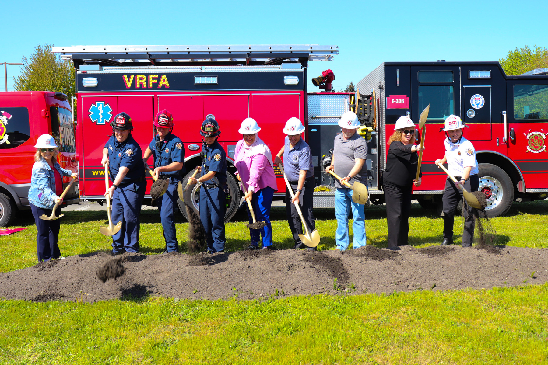 Staff with shovels at Station 36 groundbreaking